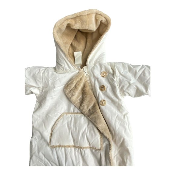 Old Navy Plush Bunting Winter Snow Suit 0-3 Months Furry Fleece Inside - Picture 13 of 14